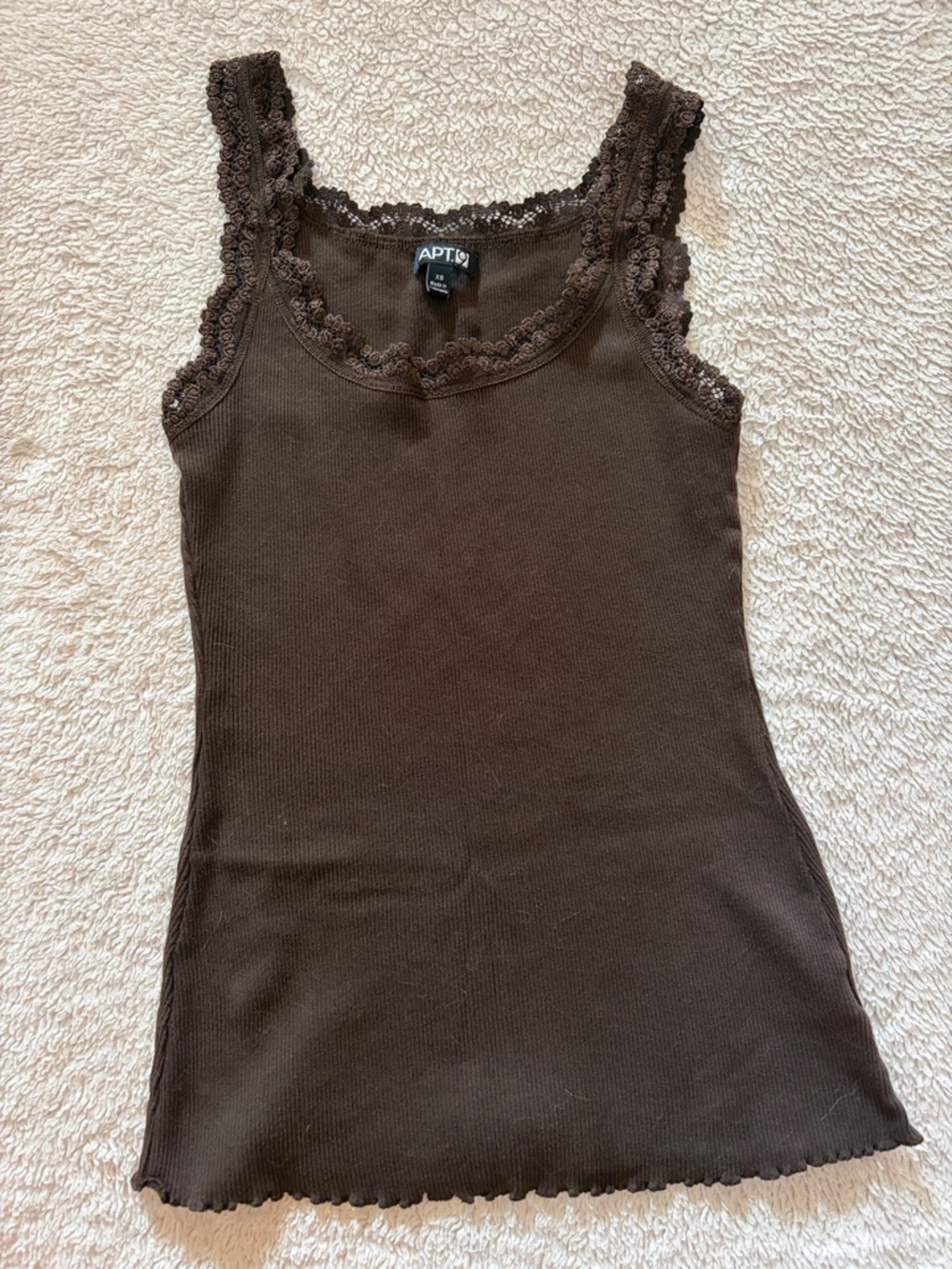 Vintage Apt. 9 Brown Ribbed Lace-Trim Tank Top